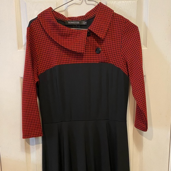 Red plaid & Black Dress - Picture 1 of 4